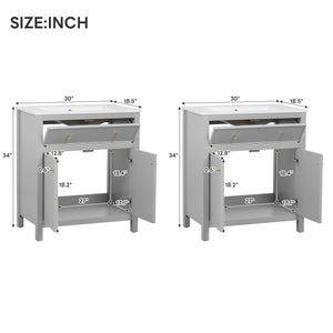 English Elm 60'' Modern Bathroom Vanity Set With Ceramic Sink, Soft Closing Doors, Space-Saving Grey Design N710SS00007E