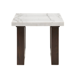 English Elm Edwyn Marble Top Rectangular Coffee Table with Double U-Base, Beveled Edges and Durable Veneer Finish White 21.7 L x 21.7 W x 9.5 H B2726S00060