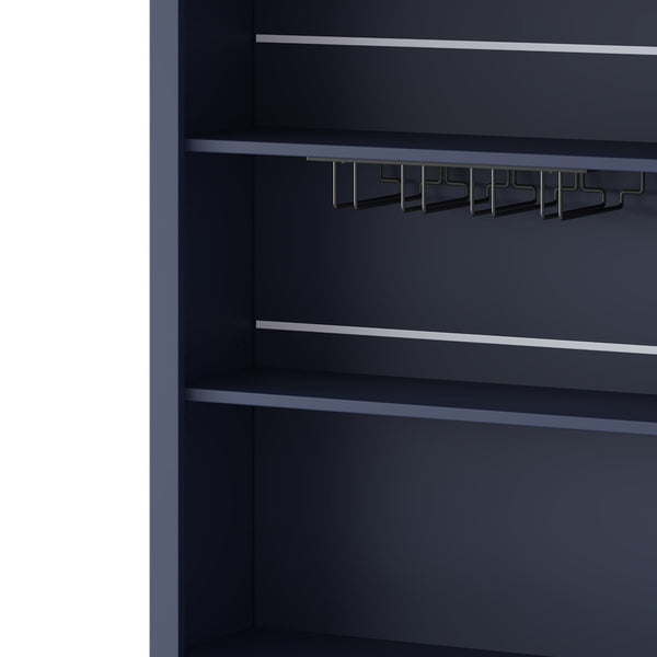 English Elm Modern Tall Kitchen Pantry Set of Two with Faux Marble Top and Glass Holders Blue SP000175AAC