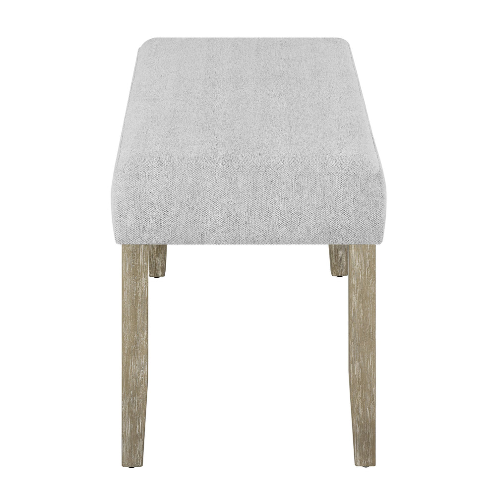 English Elm 1pc Upholstered Dining Bench with Button-Tufted Grey Seat and Black Wood Frame for Stylish Seating B011P198368