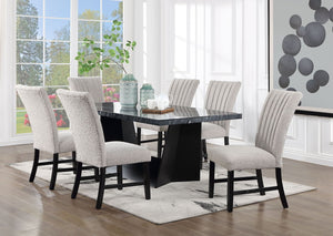 English Elm Unique Gray Boucle Parson Chairs Set of 2 with Vertical Pleats, Black Wood Legs, Modern Dining Accent B011P234754