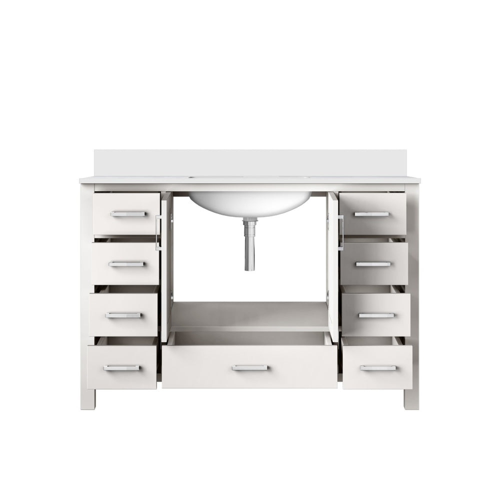 English Elm White Bath Vanity 48" W With Cultured Marble Top, Soft-Close Drawers, And Ample Storage Solutions B2731P259066-GIGA