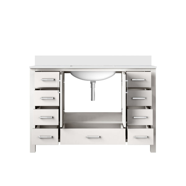 English Elm White Bath Vanity 48" W With Cultured Marble Top, Soft-Close Drawers, And Ample Storage Solutions B2731P259066-GIGA