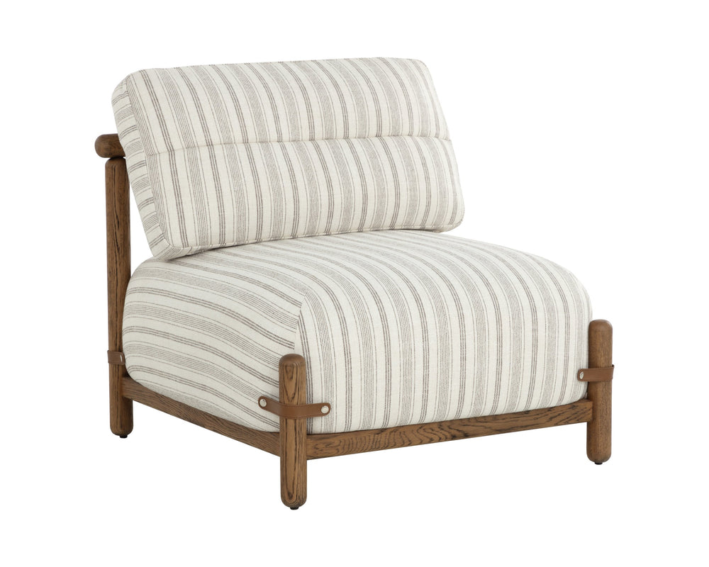 Sunpan Holst Lounge Chair - Casual Luxury With Gifford Script Fabric & Brown Oak Frame For Mid-century Charm Cream Fabric 111961