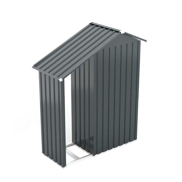 English Elm Campcraft Galvanized Steel Outdoor Storage Cabinet with Lockable Compartment and Firewood Rack W1598P382301