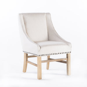English Elm Christopher Knight Home® - WORTHINGTON Linen Upholstered Dining Chair with Nailhead Trim, Sloped Arms & Tapered Legs for Contemporary Comfort 57371.00