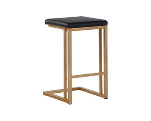 Sunpan Boone Modern Industrial Backless Stool Set of 2 - Durable Cantilever Design for Home or Bar Use Champagne Gold / Onyx