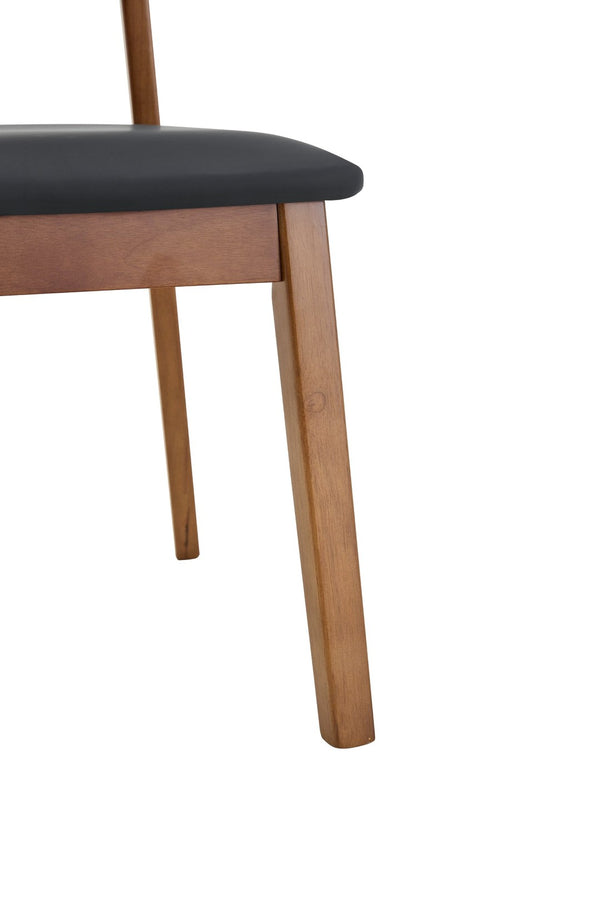 English Elm 2 Solid Walnut Toned Wood Dining Chairs Gray Fabric Seat Hollowed Backrest Modern Walnut+Black W1151P455537