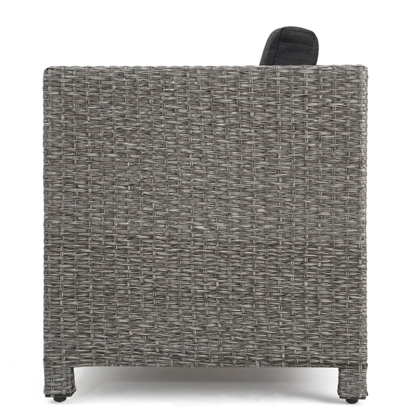 English Elm Christopher Knight Home® - PUERTA Outdoor 4-Piece Wicker Sofa Set with Waterproof Cushions, All-Weather Rattan, Compact Seating Black 52978.00BLK