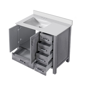 English Elm Distressed Grey Bath Vanity With White Quartz Top - Modern Farmhouse Style, Soft-Close Drawers & Storage B2731P258846