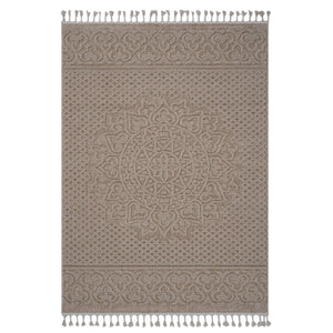 English Elm Loom Medallion Indoor/Outdoor Area Rug 6X9 - Durable, Soft Beige Design For High-Traffic Spaces B335P289628