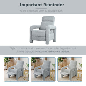 English Elm Christopher Knight Home® - 31.25" Push Back Recliner Plush Teddy Fleece Upholstered Armchair with Foam & Pocket Springs Comfort 90–120–150° Adjustments LIGHT GREY N763P212864R