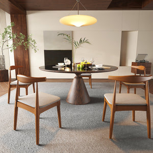 English Elm Mid Century Dining Chairs Set Of 2 - Walnut Frame With Charcoal Grey Fabric For Stylish Comfort W2812P209775