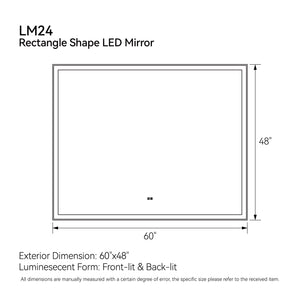 English Elm 60"x48" Modern LED Smart Mirror — Front & Back Lit Bathroom Mirror, Touch Anti-Fog, 3-Color Memory Mode T3177P284028