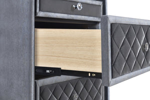 English Elm 1pc Glam Velvet Tufted 3-Drawer Nightstand with Jewelry Tray, Faux Crystal Knobs, Chic Storage B011P228567