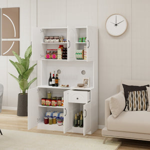 English Elm Kitchen Island with Extensible Wood Top Spice Towel Rack Storage on Casters W282S00034