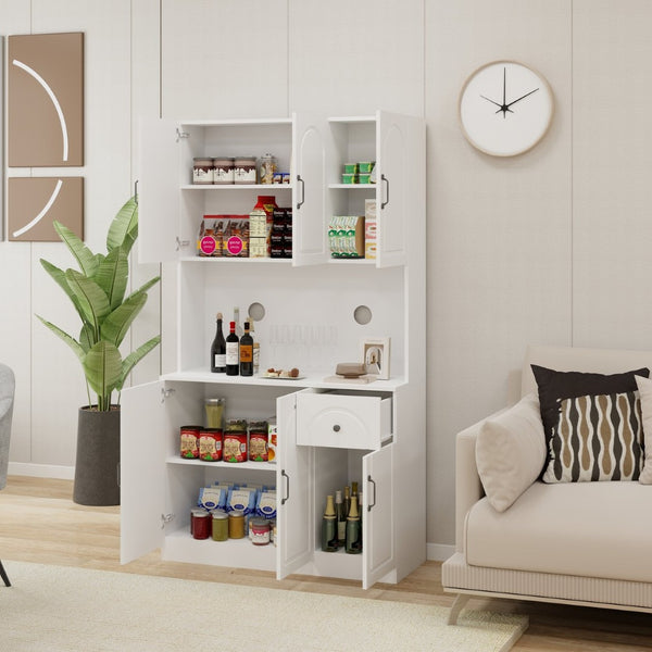 English Elm Kitchen Island with Extensible Wood Top Spice Towel Rack Storage on Casters W282S00034