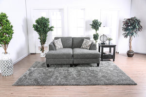 English Elm Gray Chenille 5pc Sectional Sofa Set with Chaise Ottoman & Patterned Pillows, Plush High-Density Comfort, Tapered Legs B2741S00063