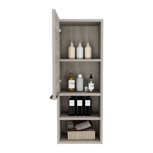 English Elm Milwaukee Smokey Oak Medicine Cabinet with Mirror Door, Two Interior Shelves and Open Bottom Storage Light Gray 36 L x 16 W x 4 H B128P148941