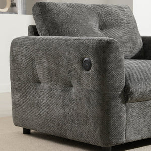 English Elm 42*33" Single Sofa Armchair with Wide Seat, Tufted Chenille, High-Density Foam, Dual USB Charging Ports, Luxe Comfort for Living Rooms Gray N723P305133E