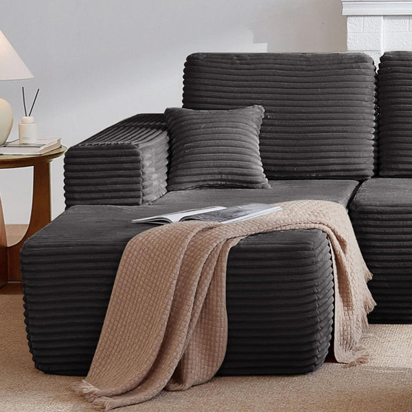 English Elm Lp-black-02-chaise Striped Corduroy Convertible Lounge Chair for Apartments and Dorm Rooms W3975P415763