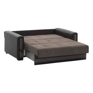 English Elm PrimeNest PluseCraftmax Upholstered Convertible Loveseat with Storage, Chenille Sleeper for Small Spaces Brown B030P281811