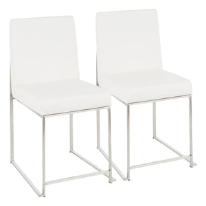English Elm High Back Fuji Contemporary Dining Chair Set - Stylish White Faux Leather & Stainless Steel Design B202P223565