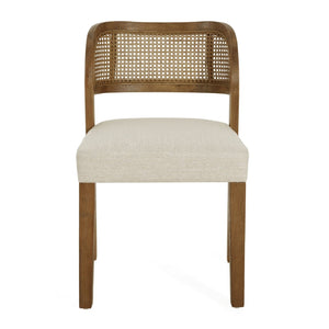 English Elm Hand-woven Rattan Back Dining Chairs Rubberwood Frame Upholstered Armchair Set of 2 Beige,Walnut N768P381887W