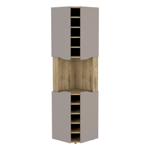 English Elm Obregon Corner Bar Cabinet with 10 Built-In Wine Slots, Cup Rack, Spacious Top Shelf, Multi Finish B070S00330
