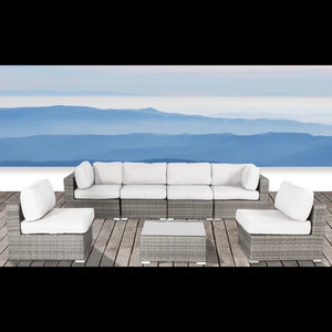 English Elm All-Weather 6-Seat Rattan Outdoor Lounge Set – Fully Assembled, Durable & Stylish For Year-Round Use B120S00088