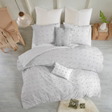 Urban Habitat Brooklyn Shabby Chic Cotton Jacquard Comforter Set with Euro Shams and Throw Pillows UH10-2161 Grey