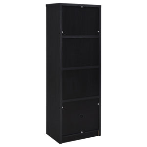 English Elm Sloat Slim Black 3-Shelf Media Tower with Cabinet — Vertical Entertainment Pier for Organized Living B062P375569