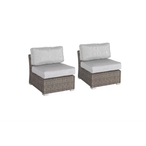 English Elm Rattan Grey Mix 2-Person Wicker Seating Set — Deep-Seat Aluminum Frame Chairs, Washable Cushions, Fully Assembled (40x27x29) B120P206067