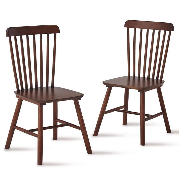 English Elm 4 Solid Wood Dining Chairs with Curved Backrests, Wide 16.5" Seats, Anti-Skid Feet, Easy-Clean Finish Walnut T3967P383422