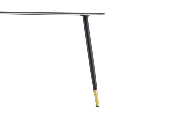 English Elm Modern Sintered Stone Rectangular Dining Table with Metal Legs for Four Seats Dark Gray W3493S00014