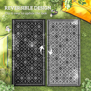 English Elm Outdoor Reversible Polypropylene Rug Geometric Pattern Waterproof Patio Camping Travel T3971P421353