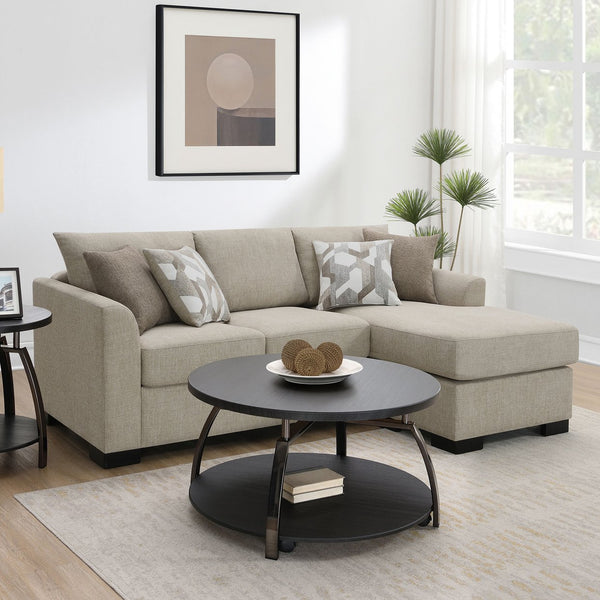 English Elm Pacheco Upholstered Sleeper Sectional with Chaise and Pullout Bed, Patterned Pillows & Sturdy Frame Camel B062P375539