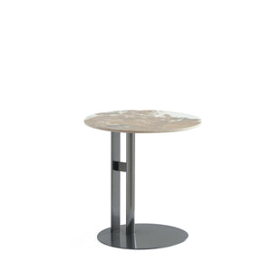 English Elm Alondra Modern End Table With Sintered Stone Top & Black Stainless Steel Base For Chic Spaces B365S00099