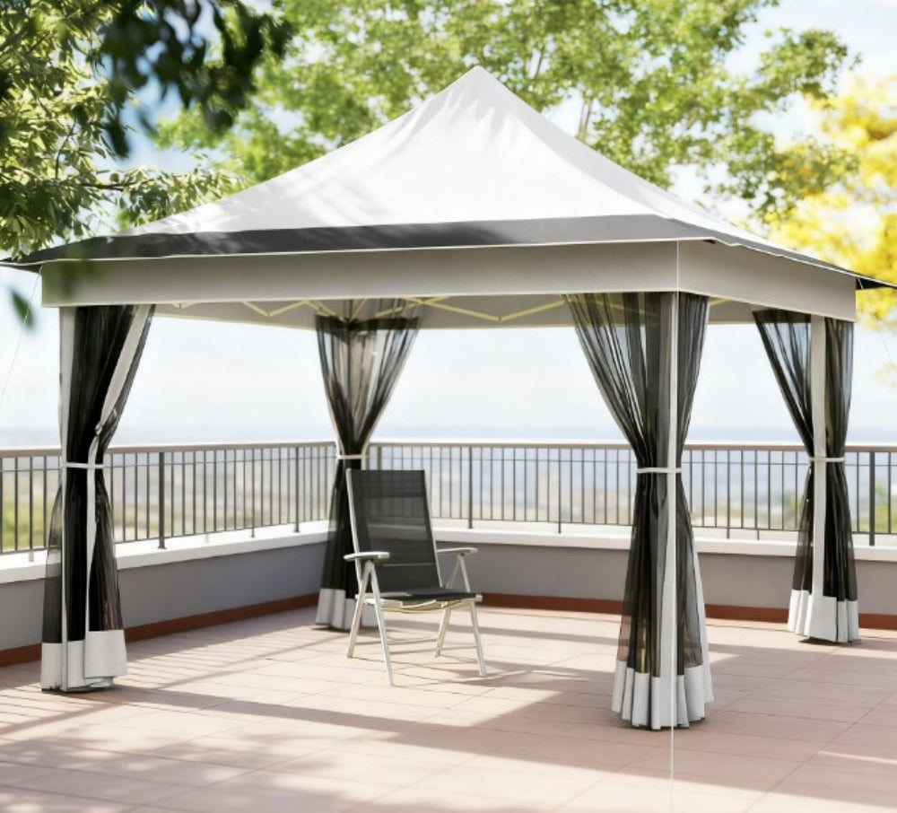 English Elm Adjustable Pop up Gazebo with Mesh Walls Oxford Fabric Canopy for Patio Garden T3971P426962