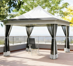 English Elm Adjustable Pop up Gazebo with Mesh Walls Oxford Fabric Canopy for Patio Garden T3971P426962
