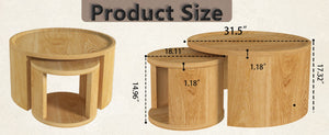 English Elm Round Nesting Coffee Tables with Wood Grain Tops Minimalist Set for Living Room W1727S00091