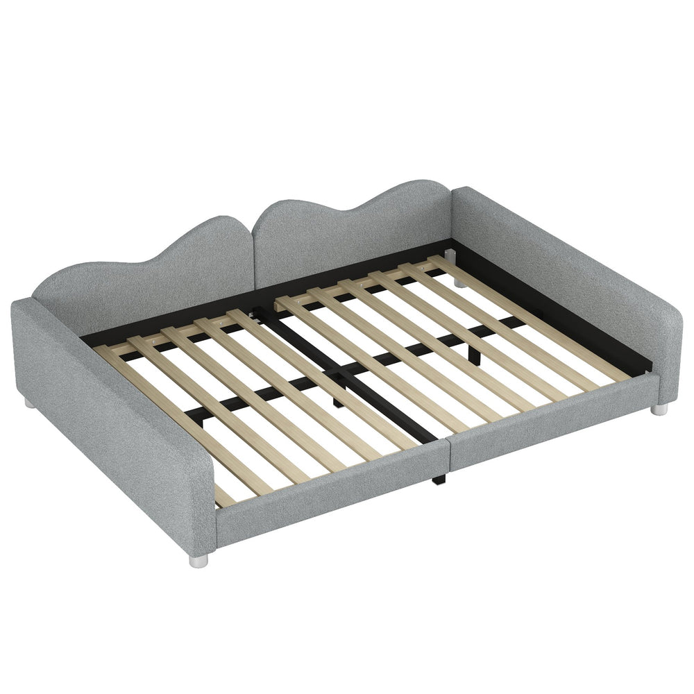 English Elm Full Sherpa Upholstered Daybed with Cloud-Shaped Backrest, No Box Spring Needed, Cozy Modern Sofabed Gray 57 L x 25.5 W x 8 H N733P234605E