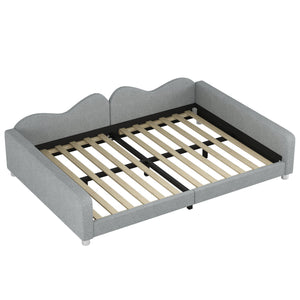 English Elm Full Sherpa Upholstered Daybed with Cloud-Shaped Backrest, No Box Spring Needed, Cozy Modern Sofabed Gray 57 L x 25.5 W x 8 H N733P234605E