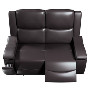 English Elm Recliner Plush 3-Seat Manual Sofa with Hidden Cup Holders, Headrest Support for Ultimate Comfort and Style Espresso 60 L x 31 W x 26 H B089P240486