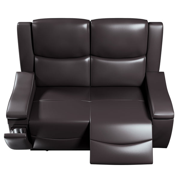 English Elm Recliner Plush 3-Seat Manual Sofa with Hidden Cup Holders, Headrest Support for Ultimate Comfort and Style Espresso 60 L x 31 W x 26 H B089P240486