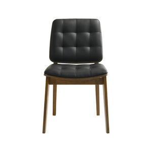 English Elm Set Of 2 Black Tufted Leatherette Dining Chairs With Walnut Finish – Modern Comfort & Style B016P369240-GIGA