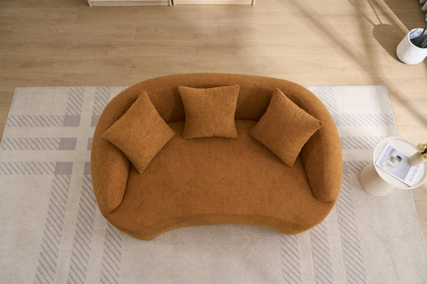 English Elm Ly-049s Curved Chenille Loveseat with Boneless Frame for Modern Living Spaces Orange W2231P402439