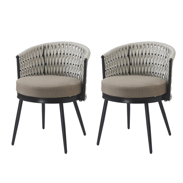 English Elm Christopher Knight Home® - Outdoor Dining Chair with Metal Frame & Handwoven Rope, Weather-Resistant Cushioned Seat for Patio Comfort and Stylish Alfresco Seating Beige,khaki N770P290585C