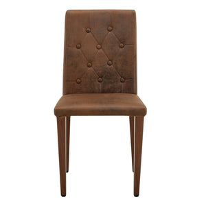 English Elm 4-piece Brown Suede Dining Chair Set with Tufted Back and Walnut Metal Legs W1151P361169