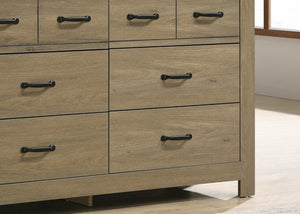 English Elm Federico Wide Six Drawer Dresser Oak Veneer Gray Finish with Matte Black Hardware B2749P413327
